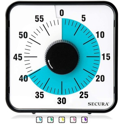 Secura Übergroßer visueller Countdown-Timer für Klassenzimmer & 7,5 Zoll, blau & schwarz 