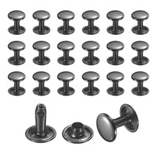 50 Set Leather Rivets 9mm Double Cap Rivets 10mm Height Tubular Studs Black