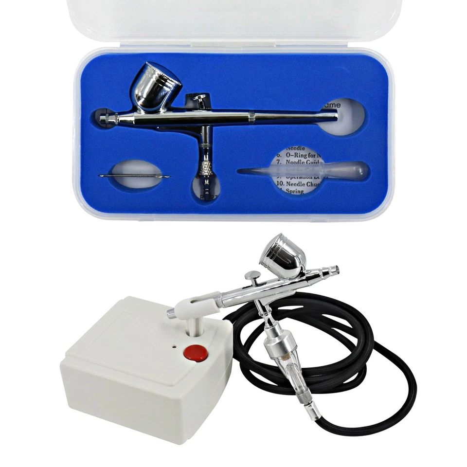 Mini Airbrush & Compressor Kit Dual Action Spray Gun Model Paint Tattoo 0.3MM - Image 3 of 4
