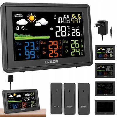 Funk-Wetterstation mit Außensensor Hygrometer Farbdisplay Uhr Wettervorhersage
