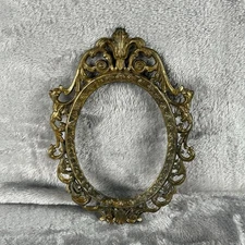 Vintage Miniature Brass Oval Frame Ornate Made In Italy No Glass Or Back 