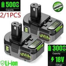 2/1X For RYOBI P108 18V High Capacity 5.0Ah/3.0Ah Battery Lithium-Ion One Plus