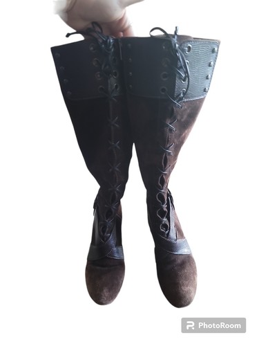 COLE HAAN Becka BROWN SUEDE SIDE ZIP D20754 KNEE HIGH BOOTS SIZE 7B Healed - Picture 3 of 9