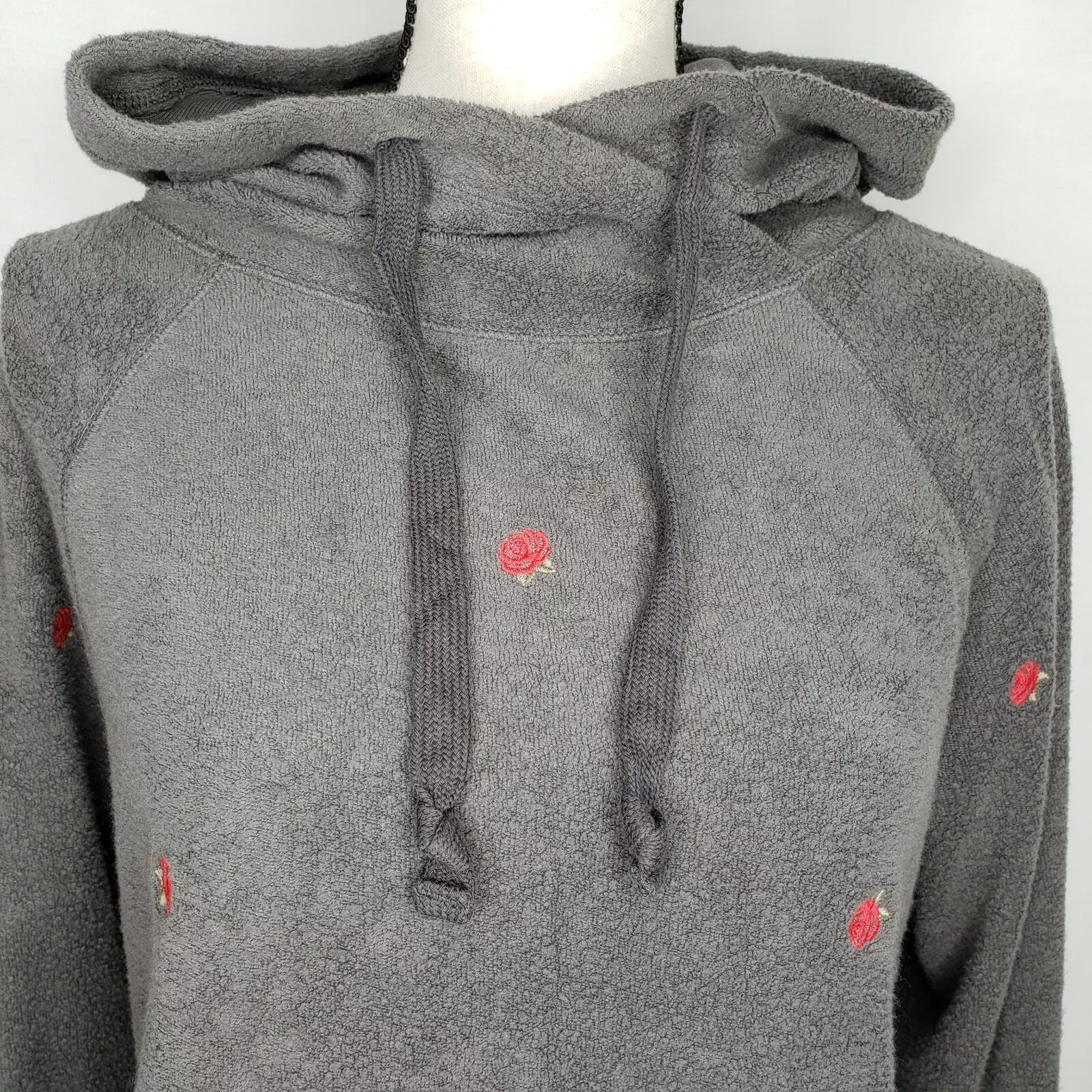victoria-secret-vs pullover embroidery roses pocket fleece hoodie