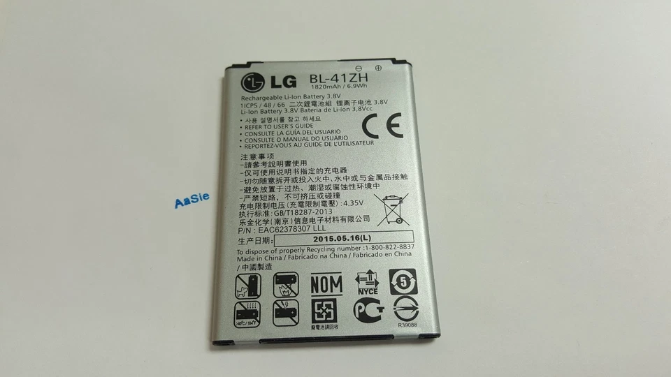 Batería de iones de litio OEM LG Leon H345 MS345 1820 mAh 3,8 V BL-41ZH genuina OEM  Foto 2 de 2