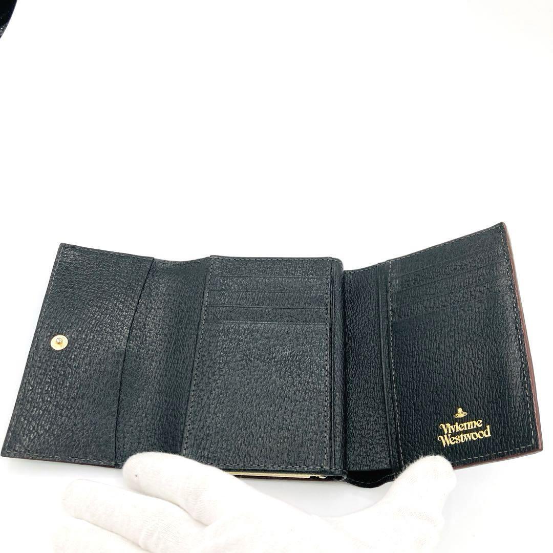 VIVIENNE WESTWOOD Women's Golden Orb Trifold Clasp Wallet Black