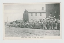 WWII, Camp Kilmer, NJ, Mess Line, Soldiers with Bowls, Early Postcard 3339