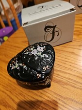 BRAND NEW!! Fenton Glass Handpainted Footed Heart Shaped Trinket Box Signed A54