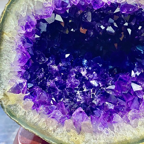 6.09LB Uruguay Natural Amethyst Money Bag Cave Decoration+Bracket - Picture 11 of 15