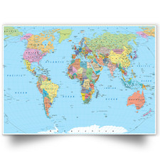 WORLD MAP POSTER LAMINATED EDUCATIONAL SCHOOL WALL ART PRINT A5 A4 A3 A2 A1