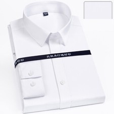 New Men's Dress Shirts Short Sleeves Formal Business Slim Elastic Casual Shirts