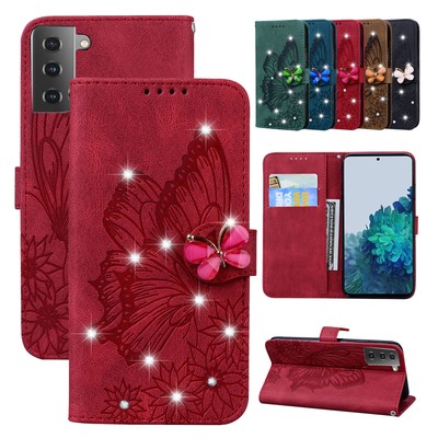 For Samsung S23 Ultra S22 S20/S21+ A13 A54 Diamond PU Leather Flip Wallet Case