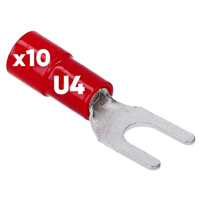10 pieces Kalitec GKSRU4 fork cable lugs partially insulated U4 red 0.5-1.5mm²