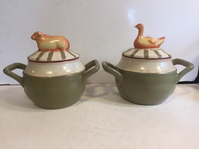 Nikko Country Market Collection Individual Soup Tureens Cows Duck-Set  of