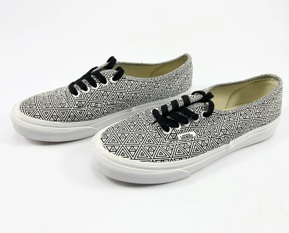 Vans Authentic Skateboard Shoes Geometric Designs Black White Men