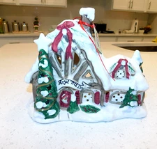 Blue Sky Clayworks Christmas ANGEL TREE INN Tea Light Candle House NWT