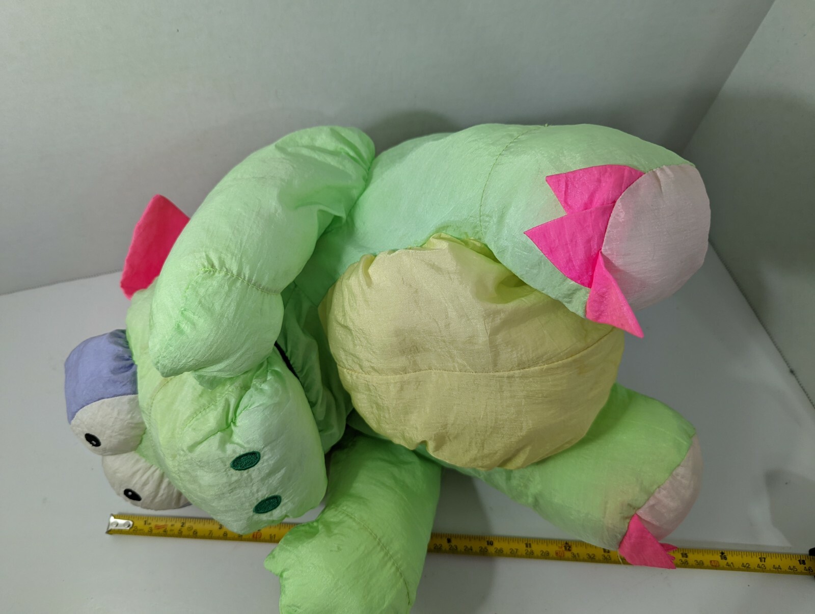 Prestige Toy Nakajima Dragon Nylon Stuffed Plush Vintage 1989 green pink USED