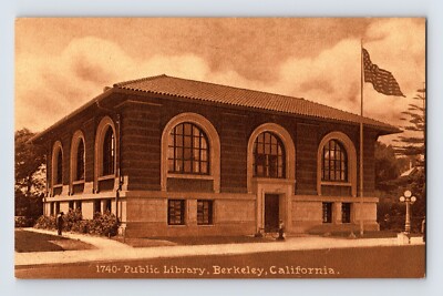 Postcard California Berkeley CA Public Library Textured Sepia 1910s Unposted