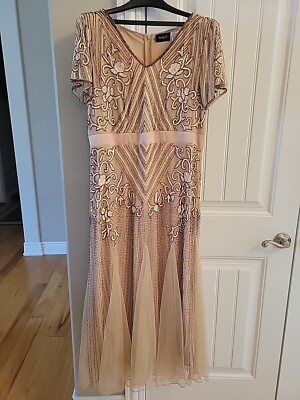 ASHRO Co. Peach Color Long Dress With Sparkle Pieces And Linen, Brand New.  | eBay