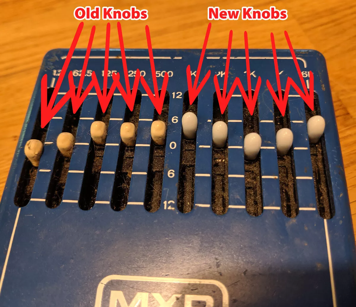 10 Knob Caps for MXR Ten Band Graphic Equalizer 108 Pedal Slider