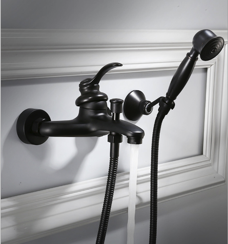 Black Shower faucet Set Bathroom Hand Shower Bathtub Mixer Wall Mounted Tap - Picture 2 of 21