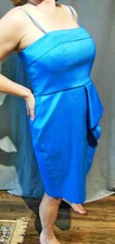 CALVIN KLEIN SEXY BLUE PEPLUM STYLE SPAGHETTI STRAP COCKTAIL DRESS 8 NWT