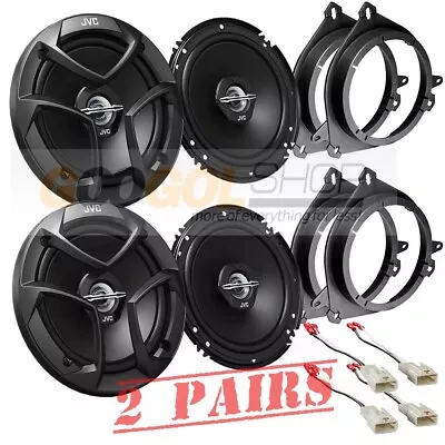 AMERICAN INTERNATIONAL, JVC 4 JVC 6.5" 300 Watt Front & Rear Door Speakers Install Kit for Select Toyota