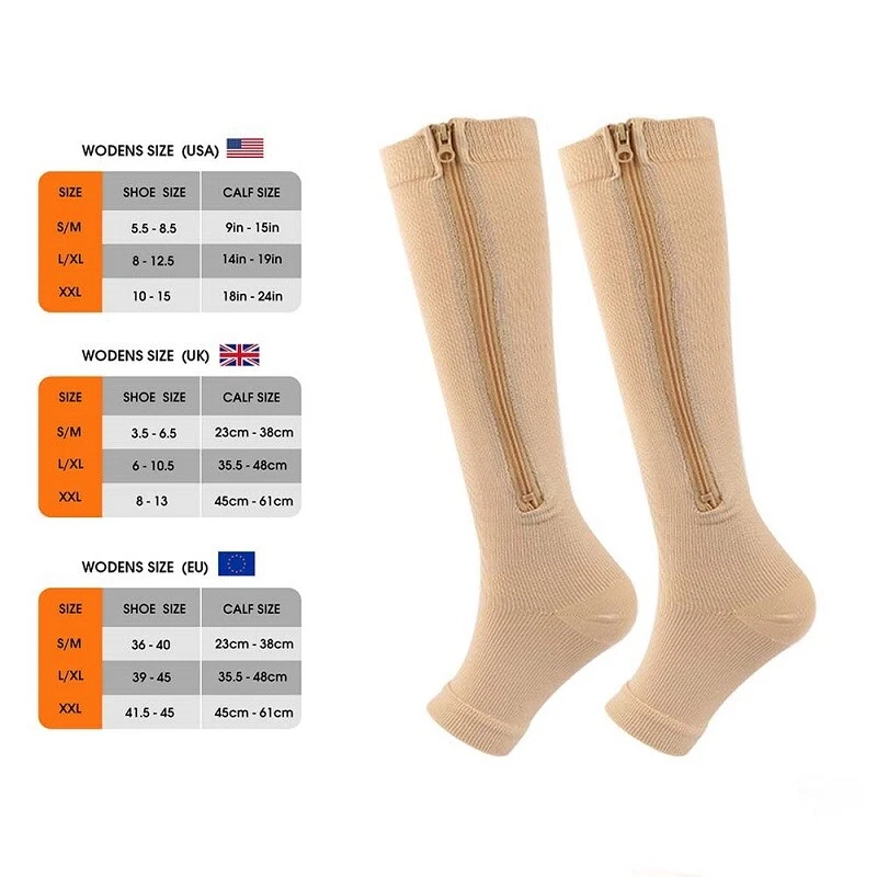 Kompressionsstrümpfe Stützstrümpfe Mit Reißverschluss Kniesocken Thrombose Sox - Bild 2 von 4