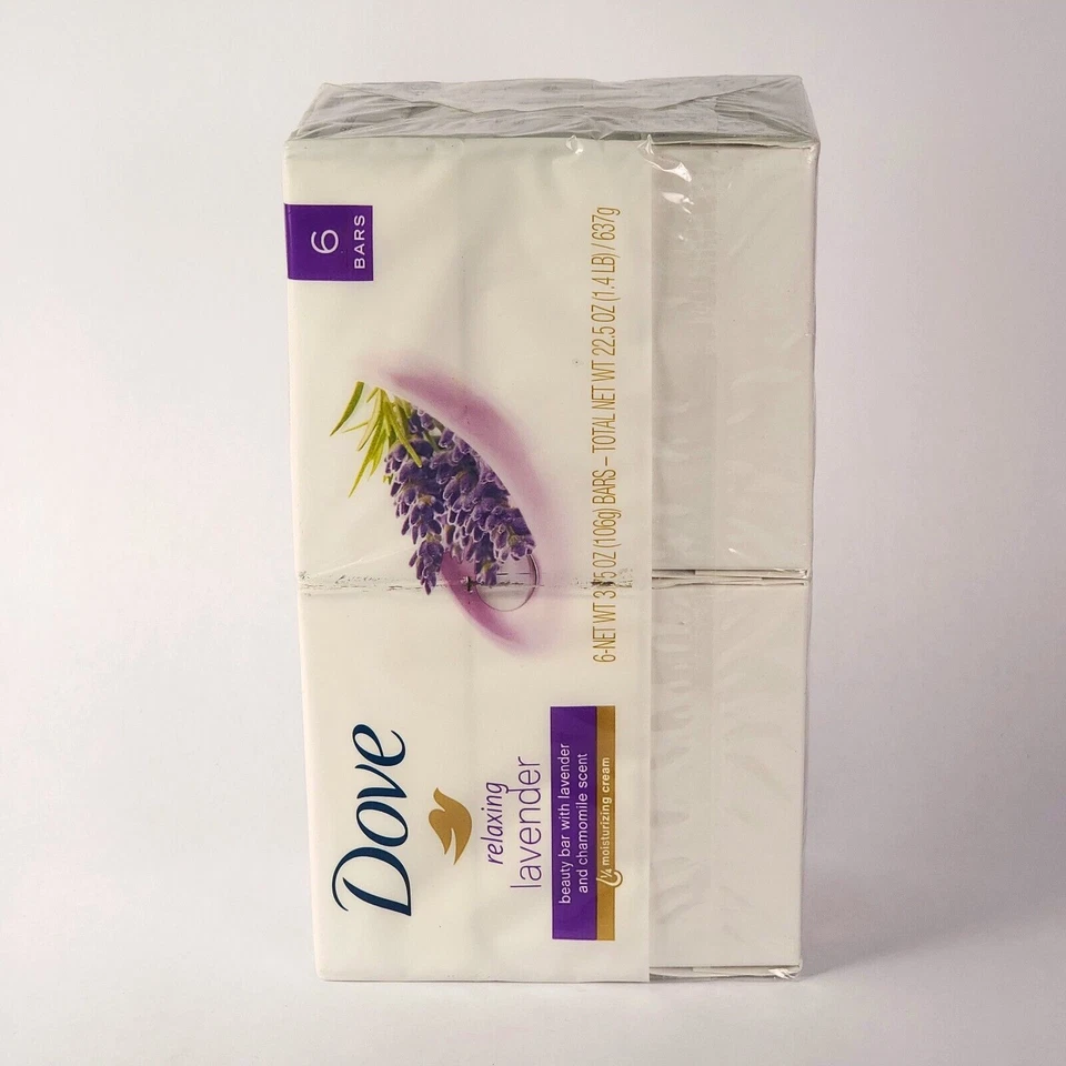 6 Bars Dove Relaxing Lavender Beauty Bar with Lavender Chamomile Scent 3.75oz - Image 3 of 4