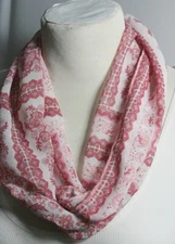Infinity scarf, chiffon, red, pink, fuchsia color(2), chiffon, handmade