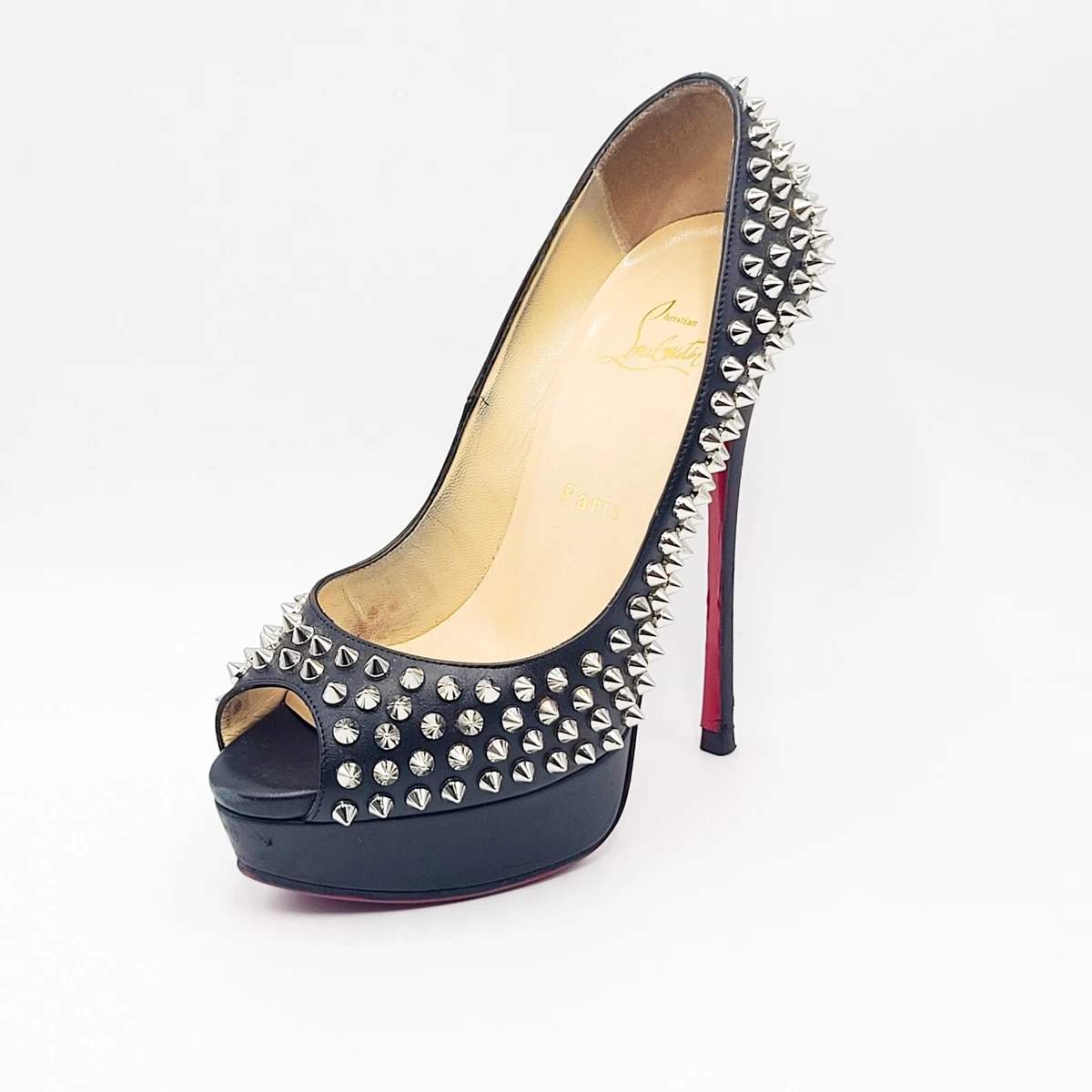 christian Louboutin lady peep toe spikes pump