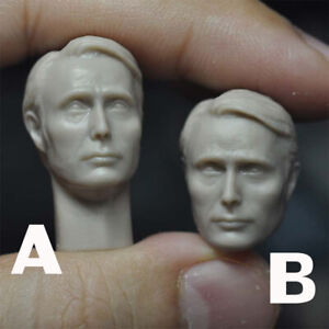 1//6 Hannibal 2.0 Mads Mikkelsen Head Sculpt Head Carved Fit 12/" Male Figure Body