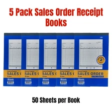 5 Pack Sales Order Receipt Record Book 2 Part 50 Sets Duplicate Copy