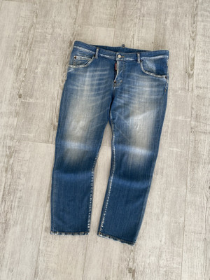 Dsquared Womens Luxury Cotton Blue Washed Slim Jeans Pants Size 44