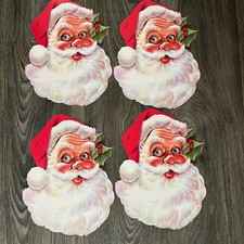 Vintage Lot Of 4 Eureka Santa Claus Die Cut Cardboard Window Wall Decor USA