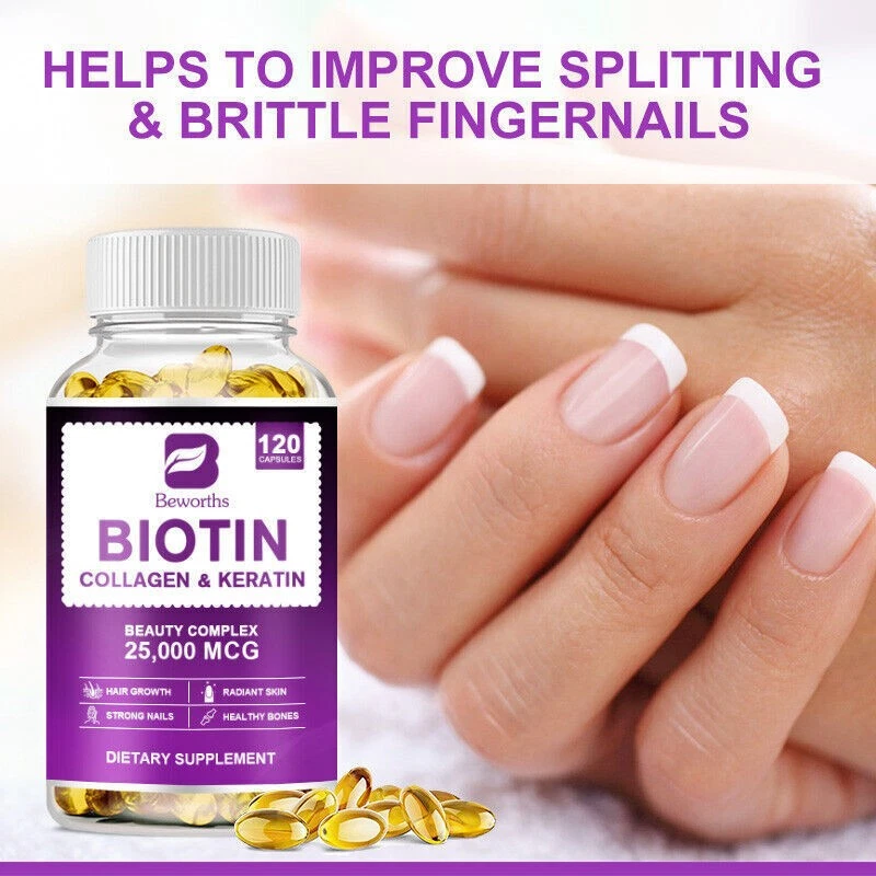 Biotin Collagen 120Caps 25,000mcg - Maximum Strength - Hair Skin Nails Health - Image 4 of 4