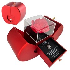 Eternal Preserved Rose Jewelry Box with Necklace   Romantic Gift for Women