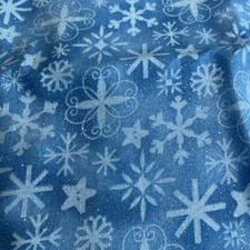 Christmas Glittered Snowflakes Cotton Fabric 1 Yard x44 New