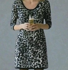 Calvin Klein Animal Print Knit Dress Sz M Knee-Length Rocker Chic Indie Sleaze
