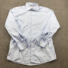 Eton Dress Shirt Mens Medium 16.5 42 Blue Gingham Slim Fit Long Sleeve Button