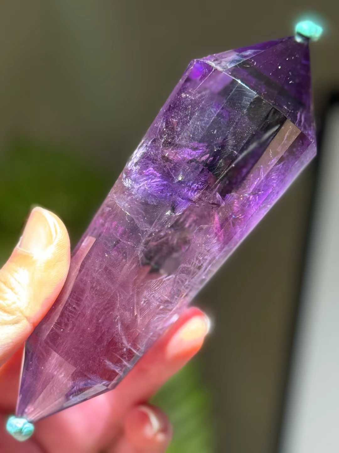 132mm Natural Amethyst Quartz Double Point Crystal Energy Reiki Decor