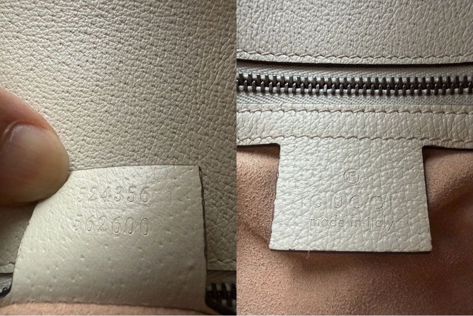 GUCCI GG BEE Sherry Line Shoulder Bag Flaplock Leather PVC Beige White ...