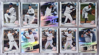 NY YANKEES 10-LOT 2020 Bowman Chrome GIL/COLE/PEREIRA/FLORIAL/GARCIA/CABELLO...