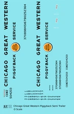 K4 O Scale Decals Chicago Great Western Piggyback Semi Trailer Black