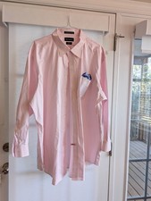 Paul Frederick Classic Men's Dress Shirt 20/35 Non-iron Coral Pocket Square