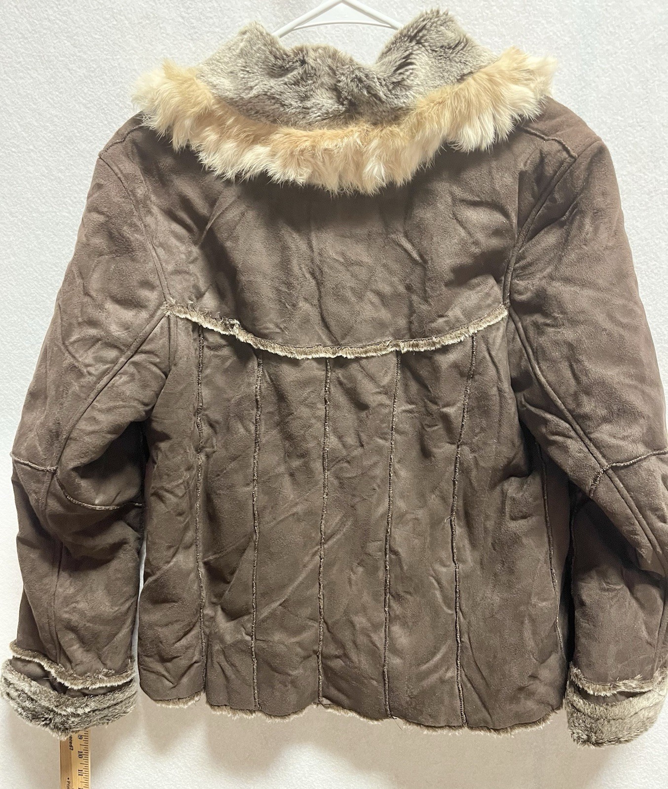 Fitz-Wright Brown suede Button Front women’s rabb… - image 3