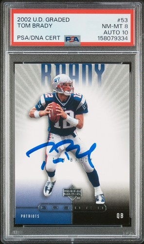 2002 UD GRADED #53 TOM BRADY PSA 8 DNA AUTO 10