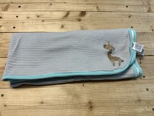 Just One You by Carter's Giraffe Baby Blanket Gray Stripes Elephant Blue White