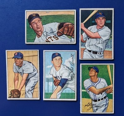 1952 Bowman - 5 Card Lot ~ CREASE FREE - Eddie Robinson/Parnell/Zernial/Hearn+