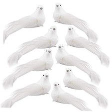 Artificial Birds, 12 Pcs Artificial Doves Simulation Foam Feathered White